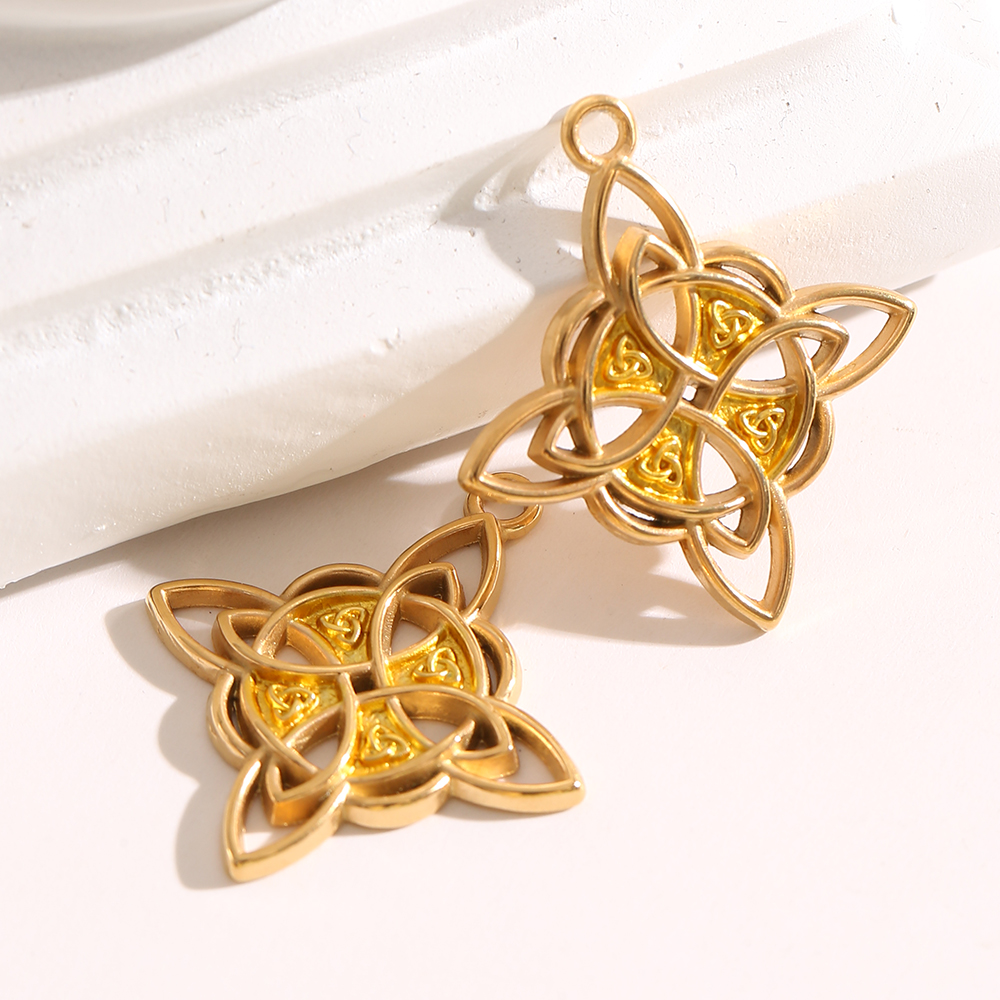 Jewelry Making Stones - 1-3PCS Gold Plated Celtic Knot Charms