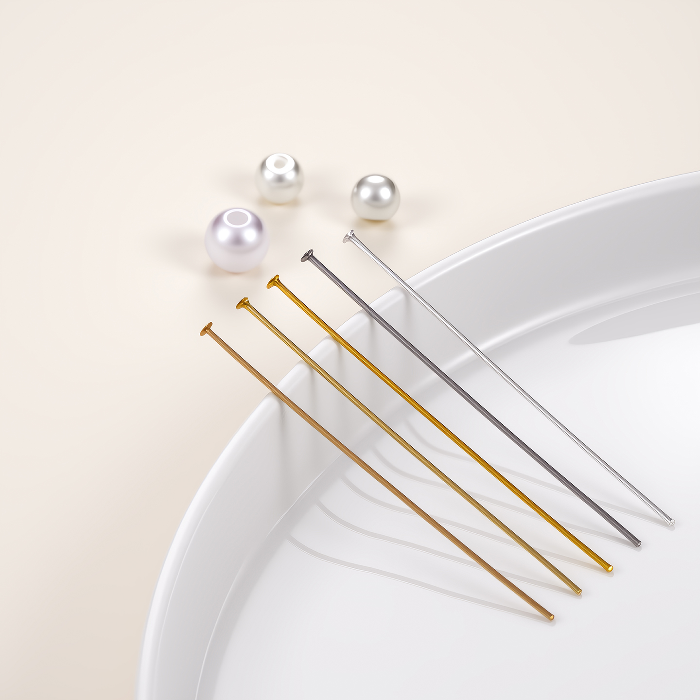 Jewelry Making Head Pins - 50Pcs 18K Gold Plated Flat Head