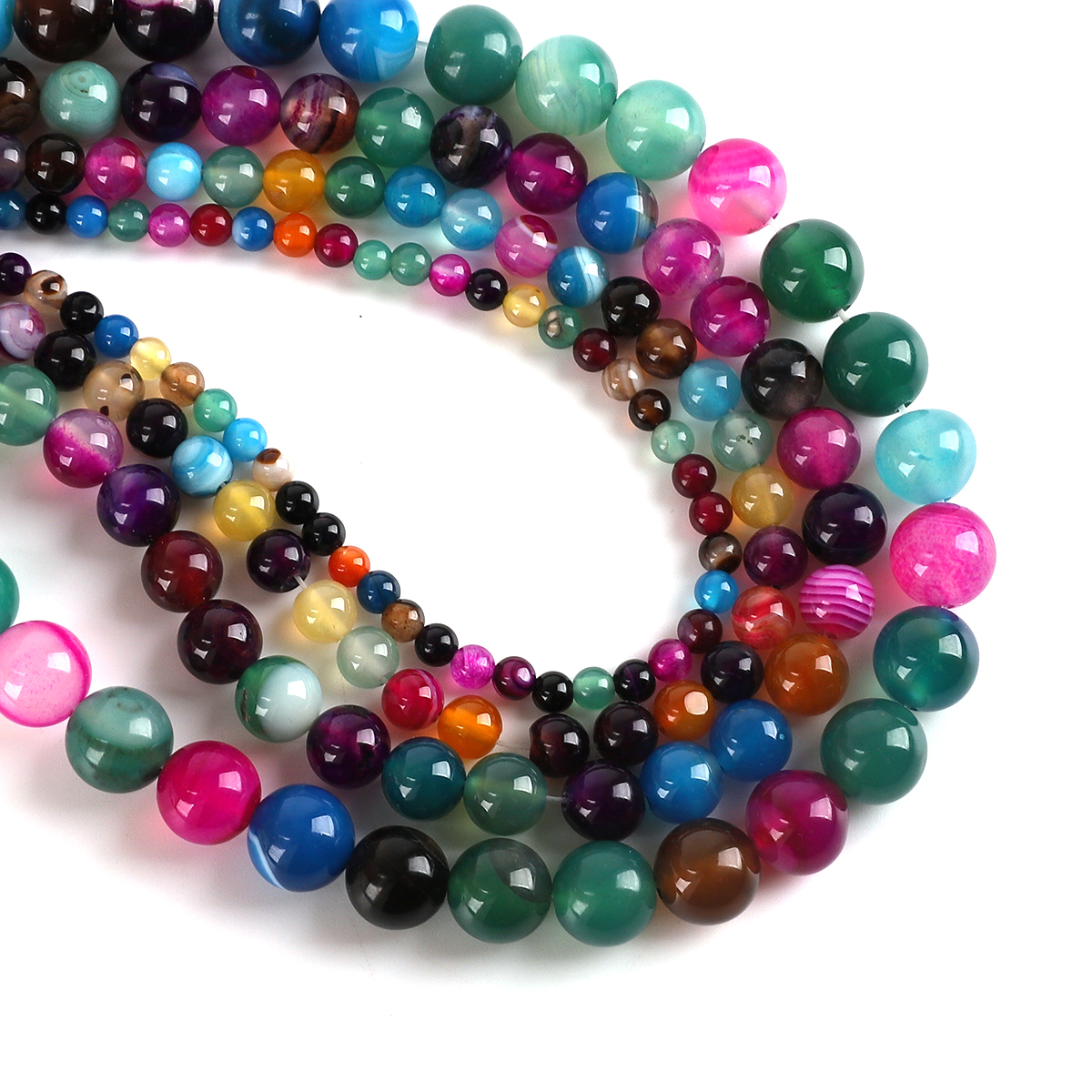 Jewelry Making Stones - Natural Agate Stone Beads Colorful Round