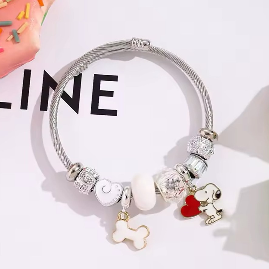 Jewelry Making - Cute Cartoon Snoopy Bone Heart Beaded