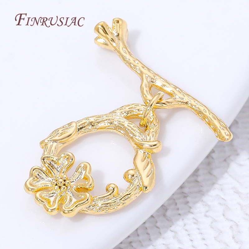 Toggle Clasp Gold - 18K Gold Plated Flower Branch OT