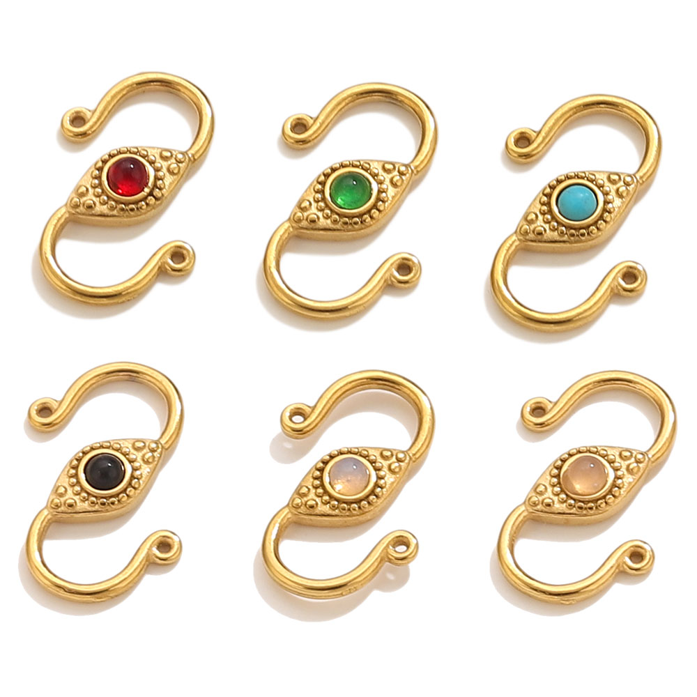 Jewelry Making Stones - 6pcs Stainless Steel Natural Stone S-type
