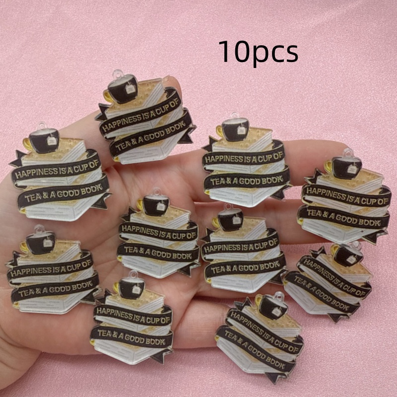 10pcs acrylic book coffee quot - Jewelry Making Quotes 리뷰 및 가격