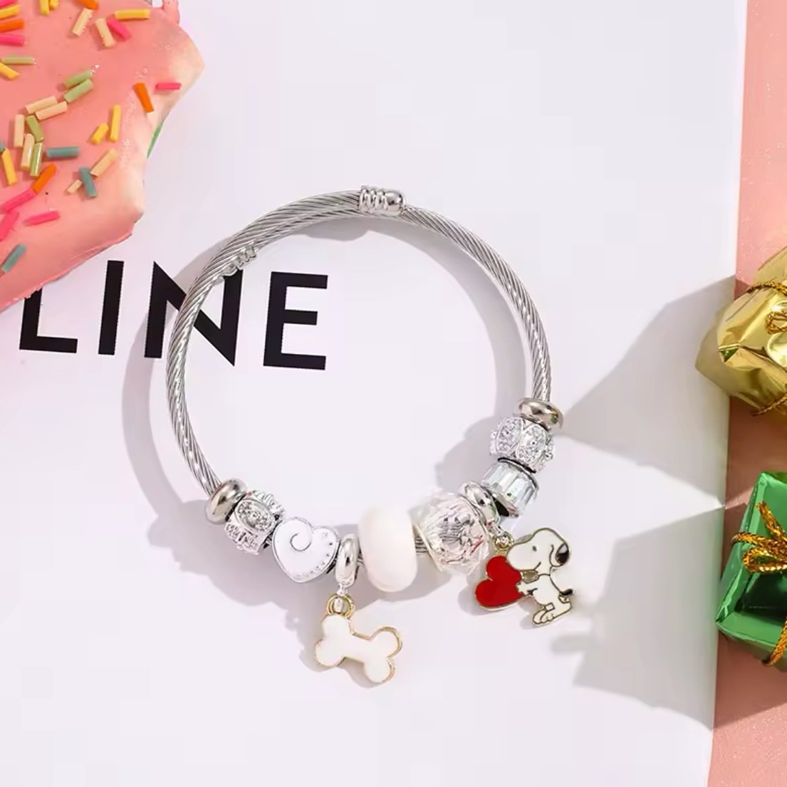 Cute Cartoon Snoopy Bone Heart - Jewelry Making 리뷰 및 가격