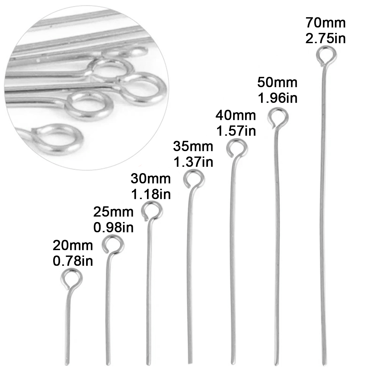 100Pcs/Lot Stainless Steel Eye - Jewelry Making Head Pins 리뷰 및 가격
